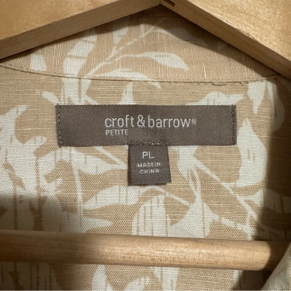 Croft & Barrow Beige Floral Linen and Cotton Blend Jacket